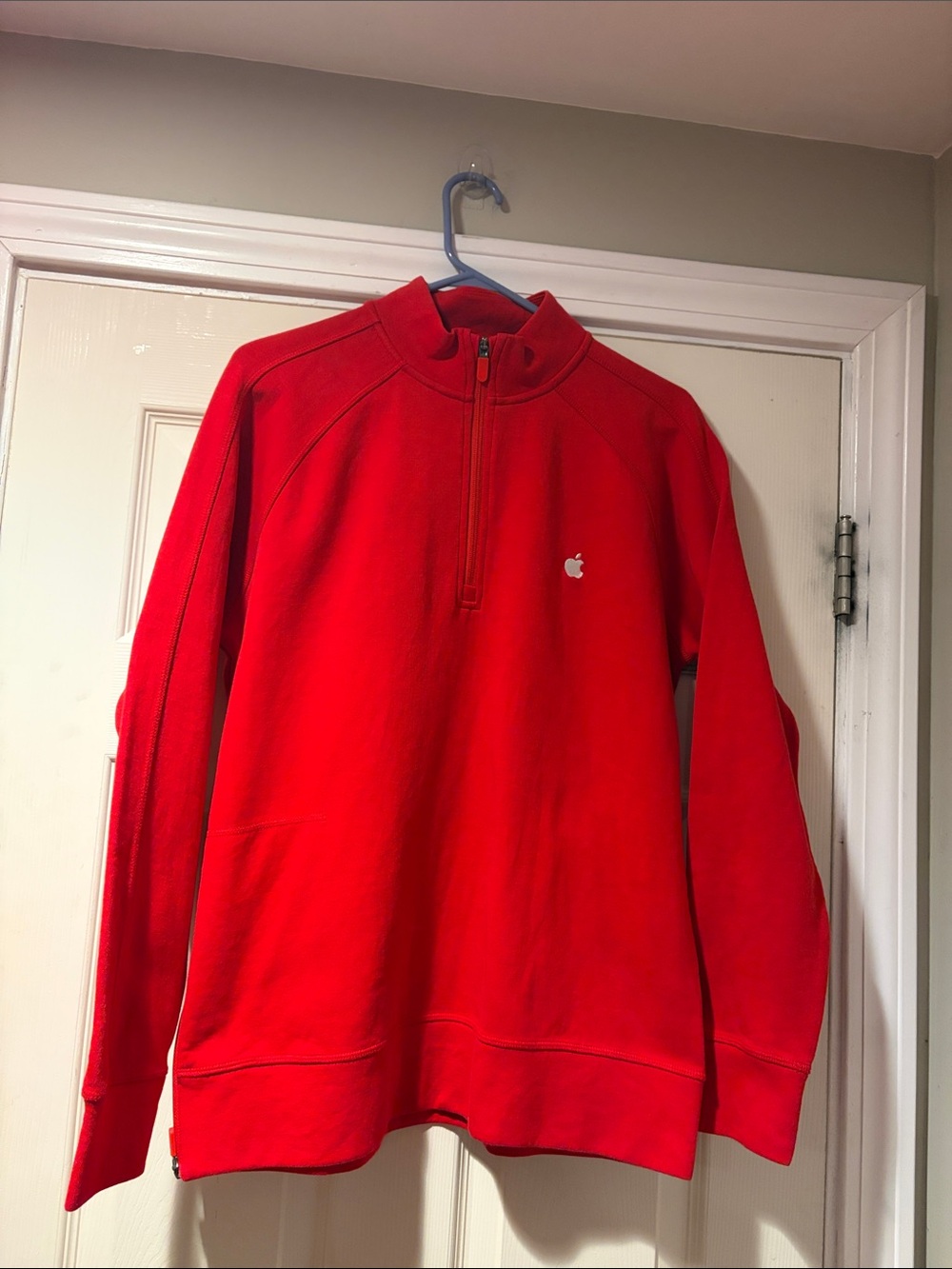Apple Quarter-Zip Pullover Mock Neck Sweater in Red M